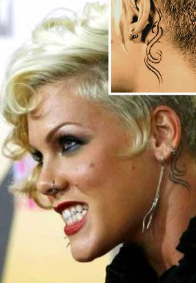 Pink's Tribal Music Note Tattoo