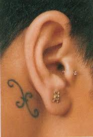 Rihanna’s Neck Pisces Sign Tattoo Behind Her Ear