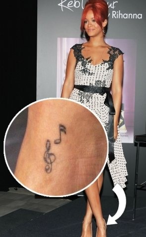 Rihanna's Music Note Tattoo on Her Ankle- PopStarTats