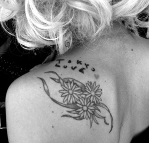 Lady Gaga Shoulder Flower Tattoo