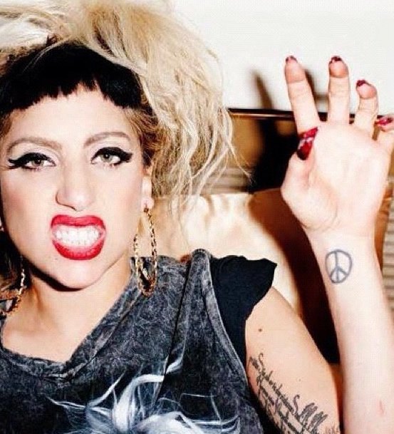 Lady Gaga’s Peace Sign Wrist Tattoo