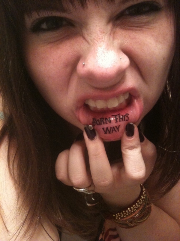 Girl With Tattoo of Lady Gaga’s “Born This Way” Inside Her Lip