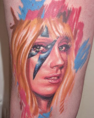 Man’s Colorful Fan Tattoo Inspired by Lady Gaga