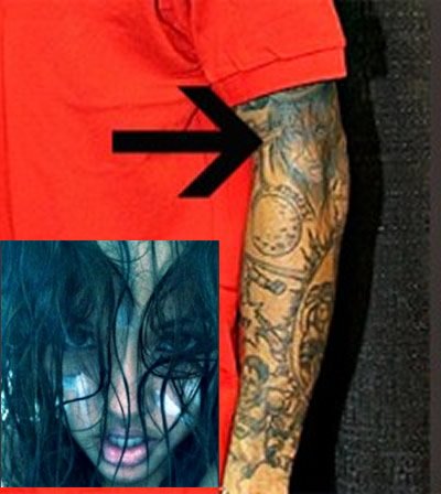 Chris Brown New Tattoo - Girlfriend Karreuche Tran Face on Arm