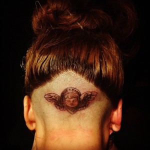 Lady Gaga Angel Neck Tattoo