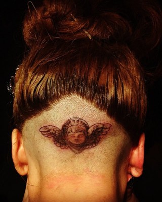 Lady Gaga’s Cherub Angel Neck Tattoo