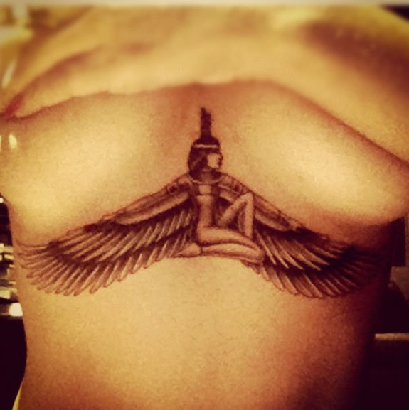 Rihanna’s Chest Tattoo of the Goddess Isis