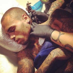 Chris Brown Getting Neck Tattoo
