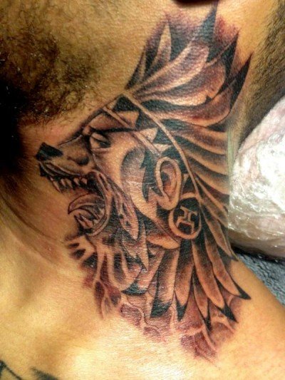 Chris Brown’s New Wolf Indian Chief Tattoo on His Neck Aimed at Drake?