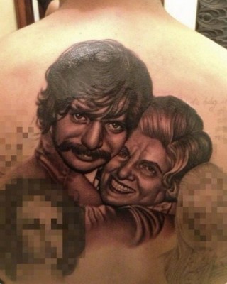 Drake’s Uncle & Grandmother Family Portrait Tattoo on His Back