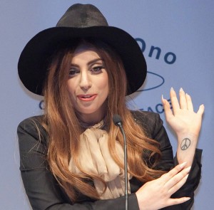 Lady Gaga Explains Peace Tattoo During LennonOno Award Acceptance Speech