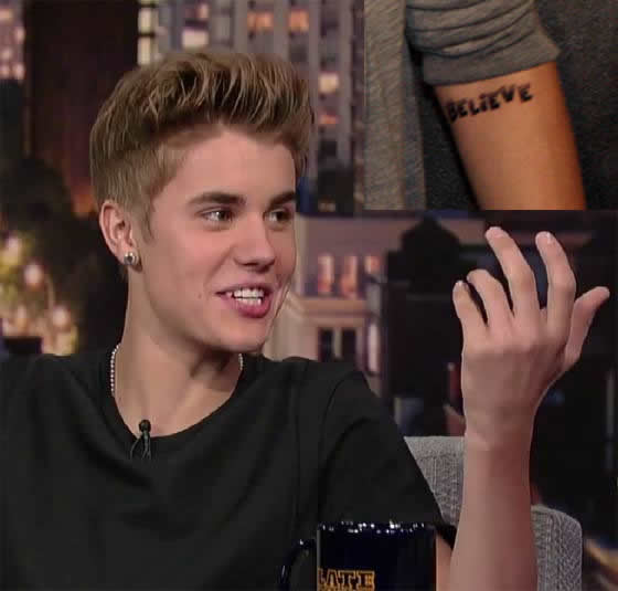 Justin Bieber Believe Tattoo Letterman Show