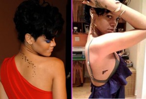 Rihanna Stars and Gun Tattoos
