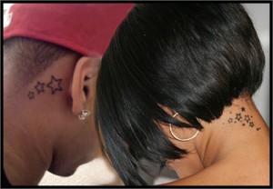Rihanna and Chris Brown Neck Tattoos