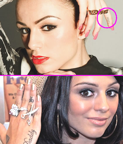 Cher Lloyd's Small Bow and “SHH...” Finger Tattoos- PopStarTats