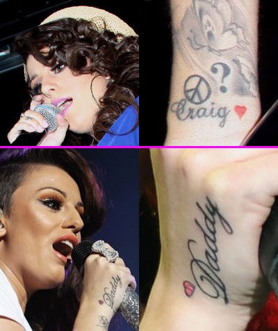 Cher Lloyd’s “Daddy” & “Craig” Tattoos With Small Hearts