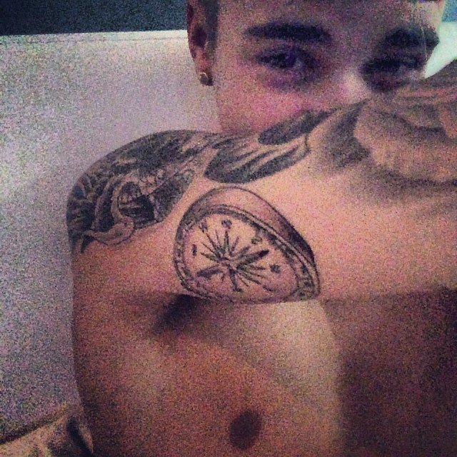 Justin Bieber Seeking Some Direction With New Compass Arm Tattoo