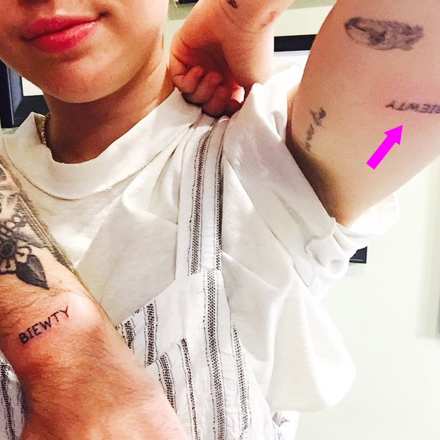 Miley Cyrus Shows Off New “BIEWTY” Arm Tattoo on Instagram