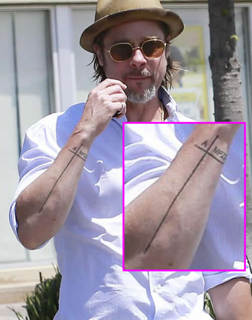 Brad Pitt Shows Off Never-Before-Seen Arm Tattoo Inspired by His Family-  PopStarTats