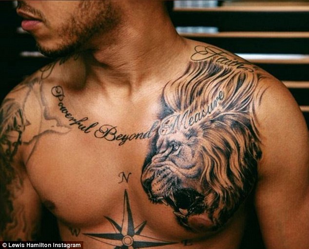 Lewis Hamilton Shows Off New Lion Chest Tattoo Inked by Bang Bang