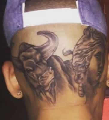 Chris Brown Extends Back-of-the-Head Ink With Angry Bull Tattoo