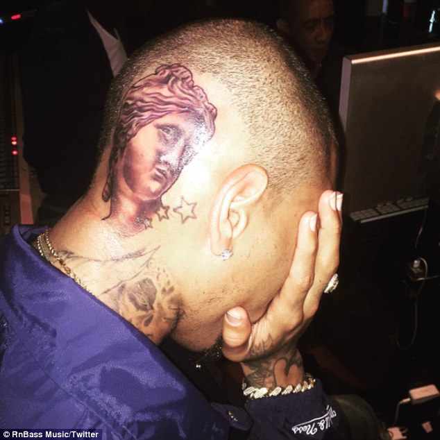 Chris Brown Rocks New Venus de Milo Tat on the Back of His Head