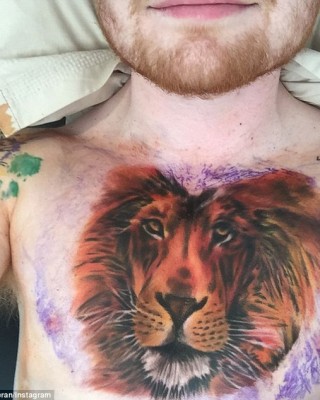 Ed Sheeran Just Got a Huge Lion Tattoo on His Chest