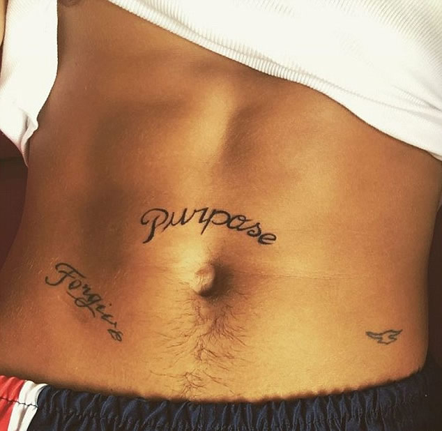 Justin Bieber Flaunts New “Purpose” Stomach Tattoo in Instagram Post-  PopStarTats