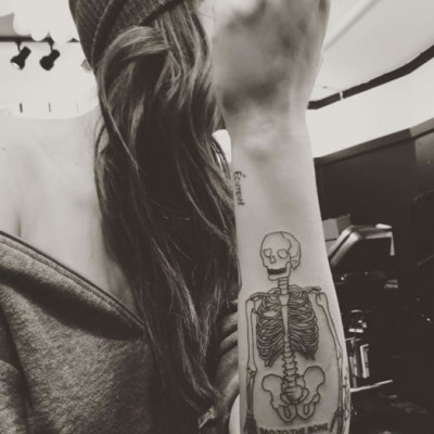Check Out Ireland Baldwin’s New “Bad to the Bone” Skeleton Tattoo