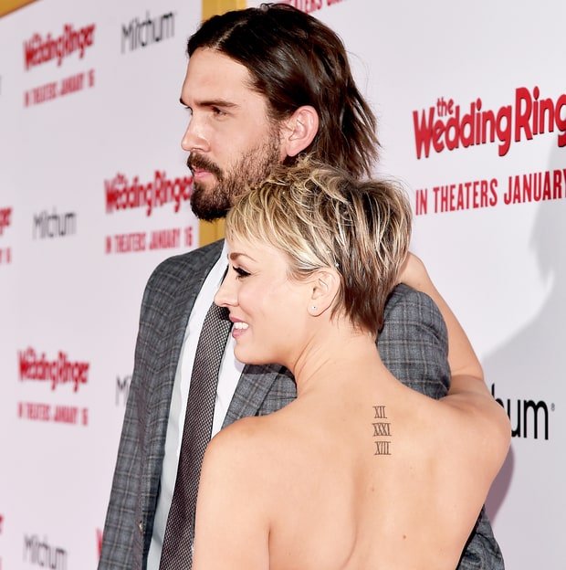 Kaley Cuoco Covers Up Wedding Date Tattoo With Giant Moth Popstartats Actress kaley cuoco did just that when she split from her husband of less than two years, tennis on an episode of the ellen show, cuoco talked about her original tattoo and explained the. pop star tattoo