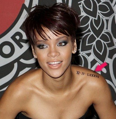 Rihanna’s Roman Numeral Tattoo on Her Shoulder