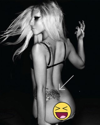 Lady Gaga’s Treble Clef Tattoo on Her Lower Back