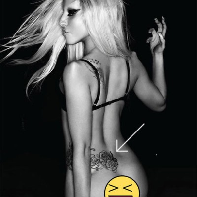 Lady Gaga’s Treble Clef Tattoo on Her Lower Back