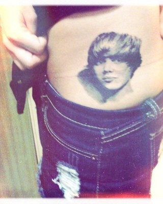 Girl Gets Huge Justin Bieber Tattoo on her Hip