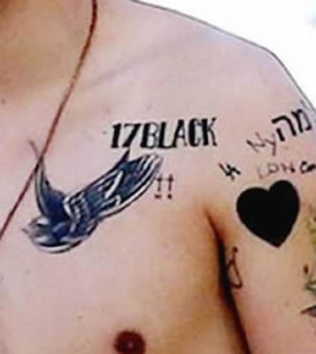 Harry Styles’ “17 Black” and 2 Small Crosses Chest Tattoos
