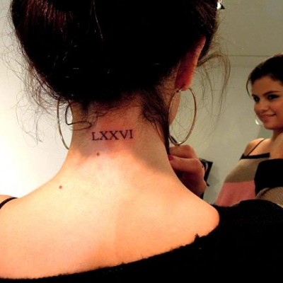 Selena Gomez’s Roman Numeral Neck Tattoo