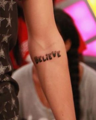 Justin Bieber’s Believe Tattoo on His Arm