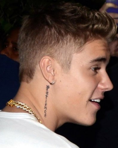Justin Bieber Shows Off New “Patience” Neck Tattoo- PopStarTats