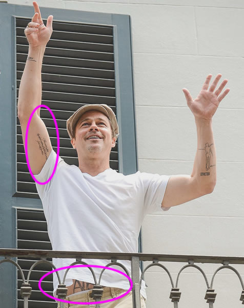 Brad Pitt Flashes TWO New Tats in New Orleans in the Midst of Wedding Tattoo Rumors