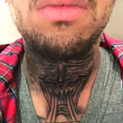 Chris Brown Covers Up Fierce Lion Throat Tat With Devil Face Ink