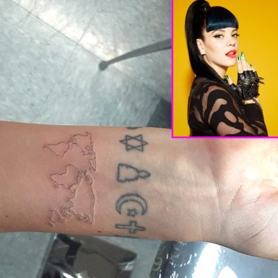 Lily Allen Rocks Cool Map of the World Wrist Tat During Tour Break