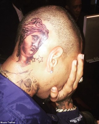 Chris Brown Rocks New Venus de Milo Tat on the Back of His Head