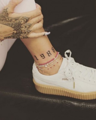 Rihanna Rocks New “1988” Ankle Tattoo Inked by Bang Bang