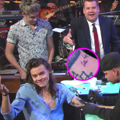 Harry Styles Plays Tattoo Roulette on Live TV, Gets New “Late Late” Arm Tattoo