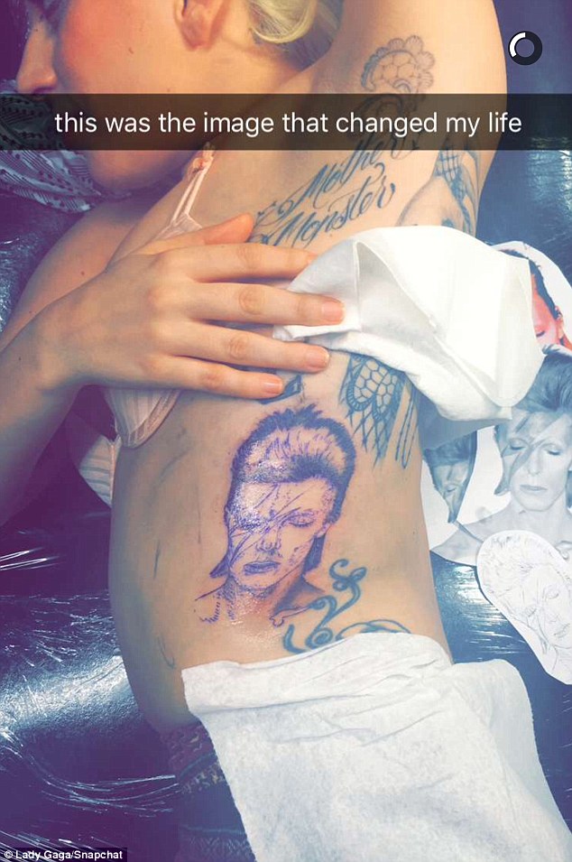 Lady Gaga Pays Tribute to David Bowie with Side Portrait Tattoo